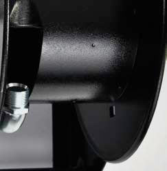 9054 Катушка для шланга с пружинным приводом, стальная, окрашена в черный цвет L. max 8 м без шланга - Ø 1 ". Серия LS